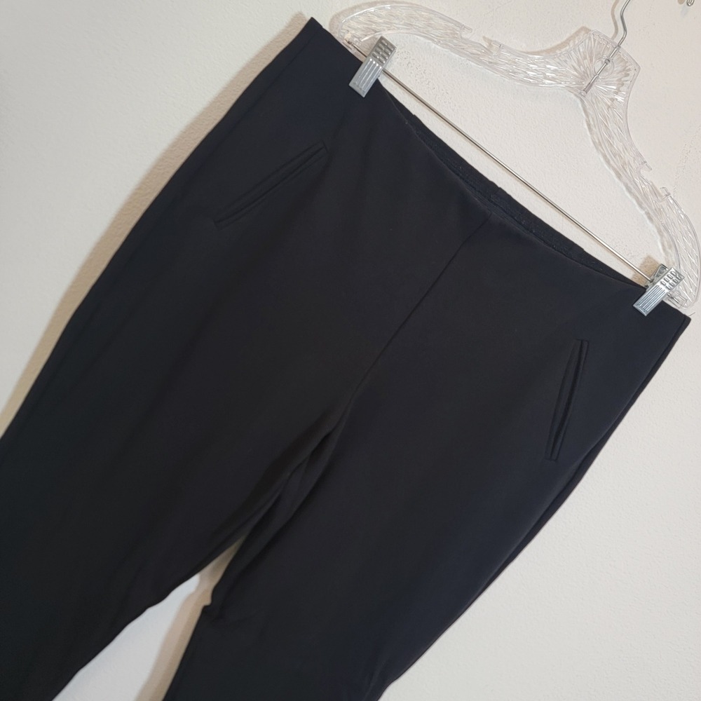 Chicos Black Ponte Knit Straight Leg Pull On Pant Women Plus Size 2.5 Flat Front